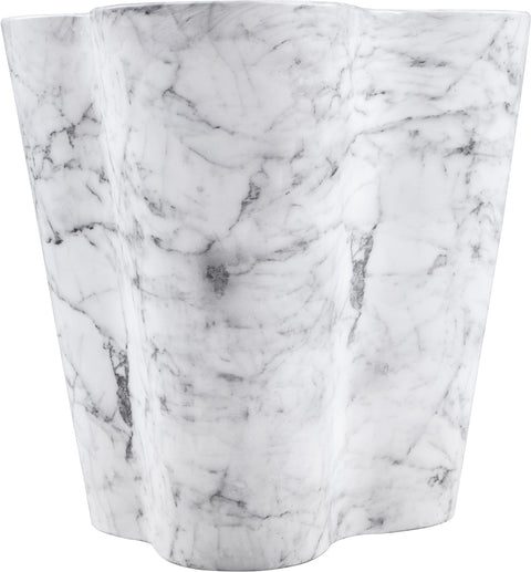 Arden White Marble Finish Concrete Indoor / Outdoor End / Side Table, 1 Piece