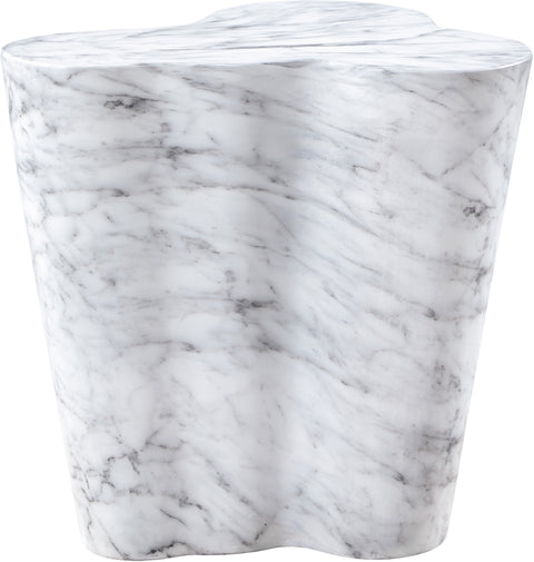 Arden White Marble Finish Concrete Indoor / Outdoor End / Side Table, 1 Piece