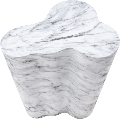 Arden White Marble Finish Concrete Indoor / Outdoor End / Side Table, 1 Piece