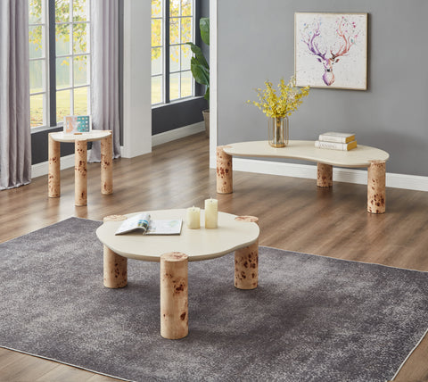 Mira Natural Resin Top And Burl Veneer Base Coffee Table, 1 Piece