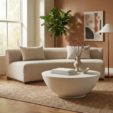Rhea White Concrete Indoor/Outdoor Coffee Table, 1 Piece