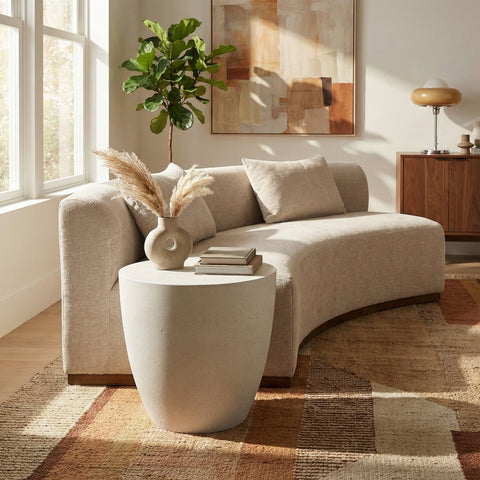 Rhea White Concrete Indoor/Outdoor End Table, 1 Piece
