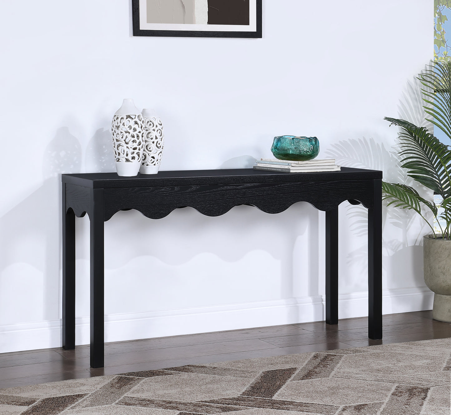 veranda black console table