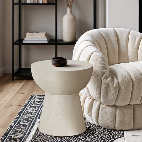 Urban Cream Concrete And Fiberglass Indoor / Outdoor End Table, 1 Piece
