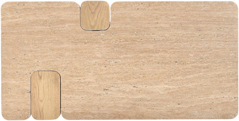 Selene Natural Genuine Travertine and Oak Wood Coffee Table, 1 Piece (Style 2)
