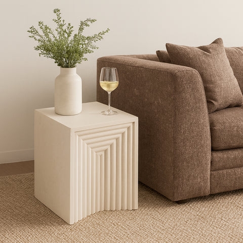 Estelle Cream Iron End Table, 1 Piece