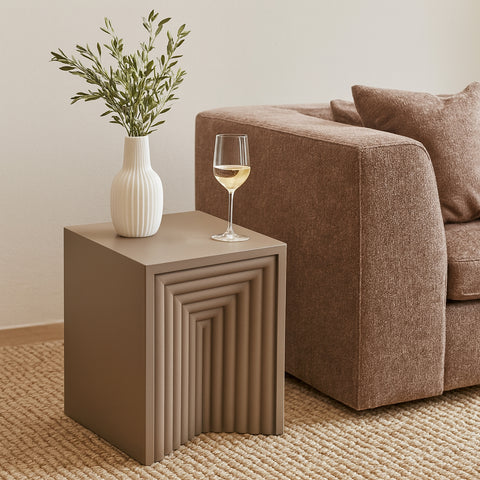 Estelle Taupe Iron End Table, 1 Piece