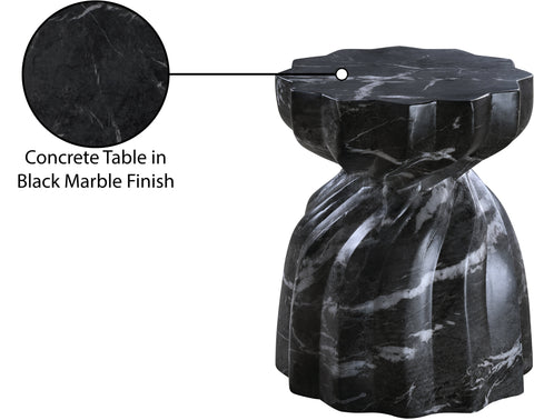 Tessa Black Marble Finish Concrete Indoor / Outdoor End Table, 1 Piece