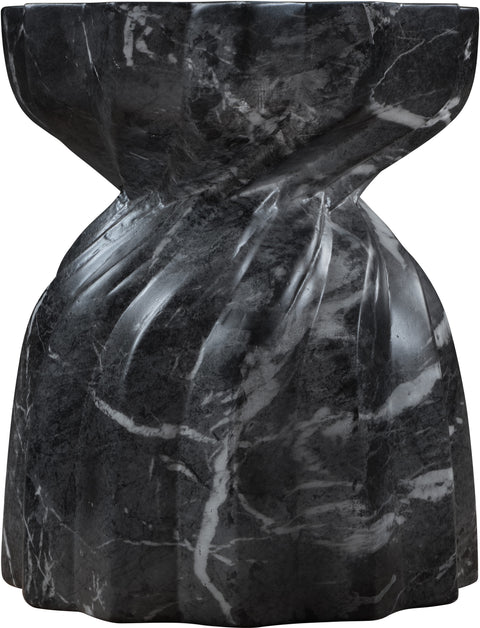 Tessa Black Marble Finish Concrete Indoor / Outdoor End Table, 1 Piece