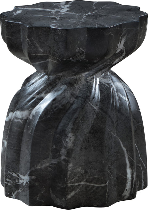 Tessa Black Marble Finish Concrete Indoor / Outdoor End Table, 1 Piece