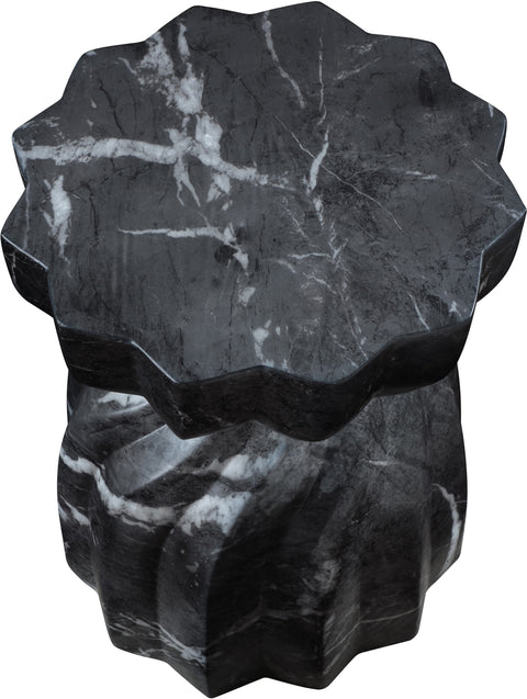 Tessa Black Marble Finish Concrete Indoor / Outdoor End Table, 1 Piece