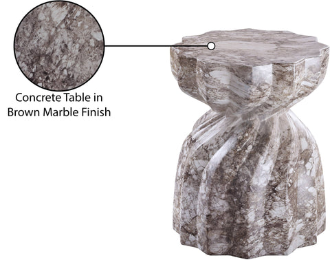 Tessa Brown Marble Finish Concrete Indoor / Outdoor End Table, 1 Piece