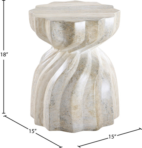 Tessa Natural Travertine Finish Concrete Indoor / Outdoor End Table, 1 Piece