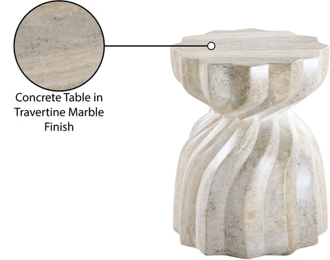 Tessa Natural Travertine Finish Concrete Indoor / Outdoor End Table, 1 Piece