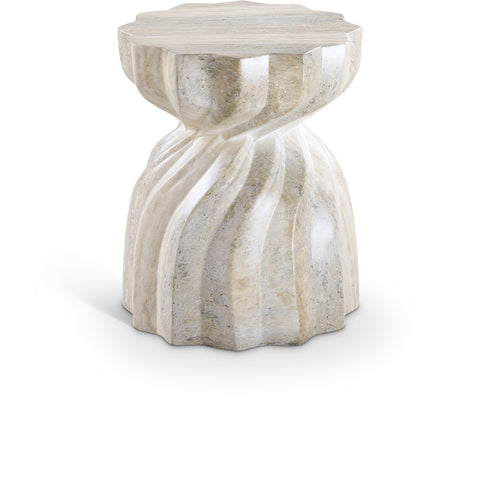 Tessa Natural Travertine Finish Concrete Indoor / Outdoor End Table, 1 Piece