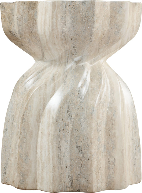 Tessa Natural Travertine Finish Concrete Indoor / Outdoor End Table, 1 Piece