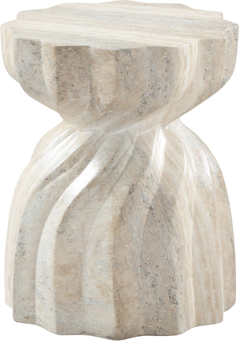 Tessa Natural Travertine Finish Concrete Indoor / Outdoor End Table, 1 Piece