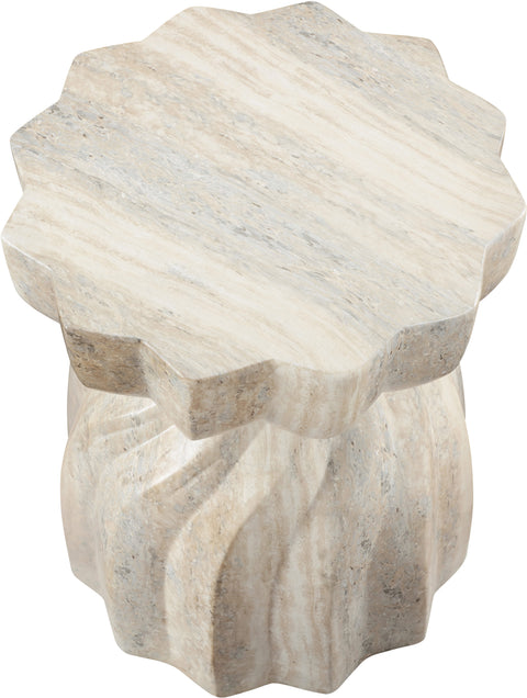Tessa Natural Travertine Finish Concrete Indoor / Outdoor End Table, 1 Piece