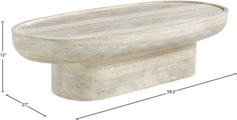Paloma Natural Travertine Finish Concrete Indoor / Outdoor Coffee Table, 1 Piece