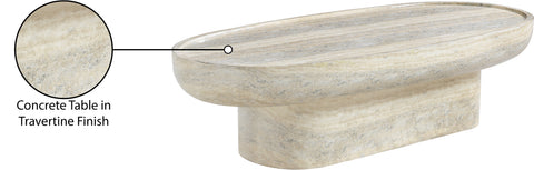 Paloma Natural Travertine Finish Concrete Indoor / Outdoor Coffee Table, 1 Piece