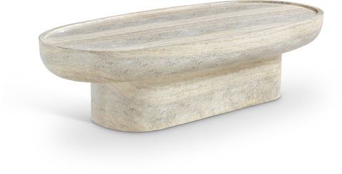 Paloma Natural Travertine Finish Concrete Indoor / Outdoor Coffee Table, 1 Piece