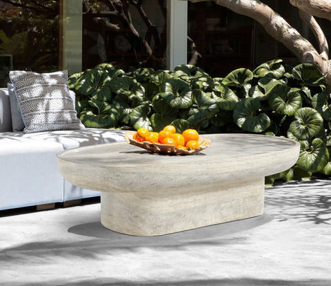 Paloma Natural Travertine Finish Concrete Indoor / Outdoor Coffee Table, 1 Piece