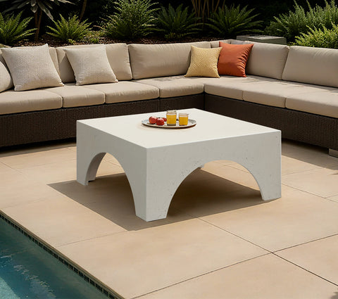Rowan Cream Concrete And Fiberglass Indoor / Outdoor Coffee Table, 1 Piece