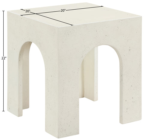 Rowan Cream Concrete And Fiberglass Indoor / Outdoor End Table, 1 Piece