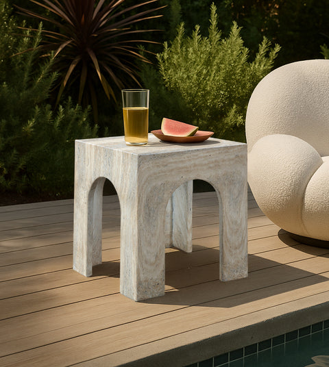 Rowan Natural Concrete And Fiberglass Indoor / Outdoor End Table, 1 Piece