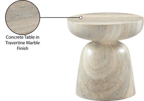 Delaney Natural Travertine Finish Concrete Indoor / Outdoor End Table, 1 Piece
