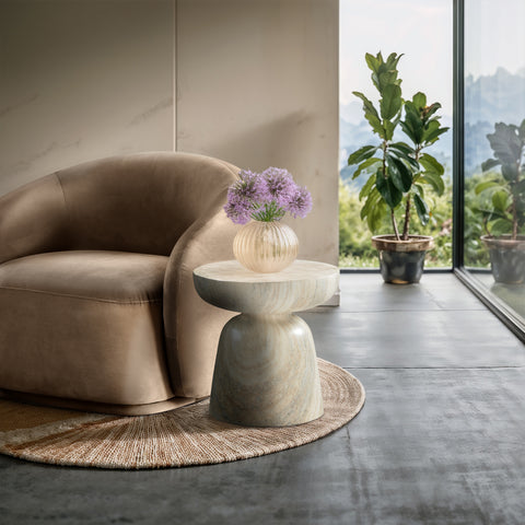Delaney Natural Travertine Finish Concrete Indoor / Outdoor End Table, 1 Piece