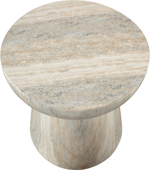 Delaney Natural Travertine Finish Concrete Indoor / Outdoor End Table, 1 Piece