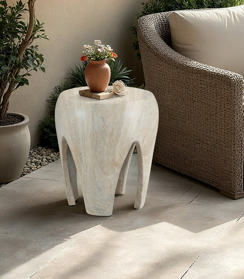 Reese Natural Concrete And Fiberglass Indoor / Outdoor End Table, 1 Piece