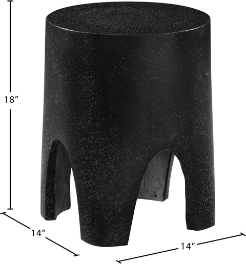 Nola Black Marble Finish Concrete Indoor / Outdoor End Table, 1 Piece