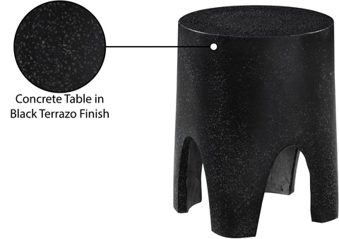 Nola Black Marble Finish Concrete Indoor / Outdoor End Table, 1 Piece