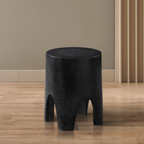 Nola Black Marble Finish Concrete Indoor / Outdoor End Table, 1 Piece