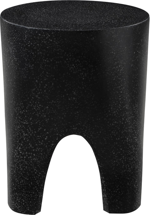 Nola Black Marble Finish Concrete Indoor / Outdoor End Table, 1 Piece