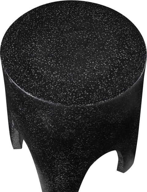 Nola Black Marble Finish Concrete Indoor / Outdoor End Table, 1 Piece