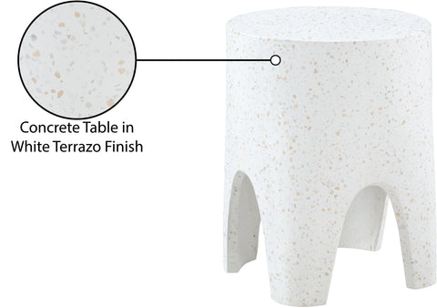 Nola White Marble Finish Concrete Indoor / Outdoor End Table, 1 Piece