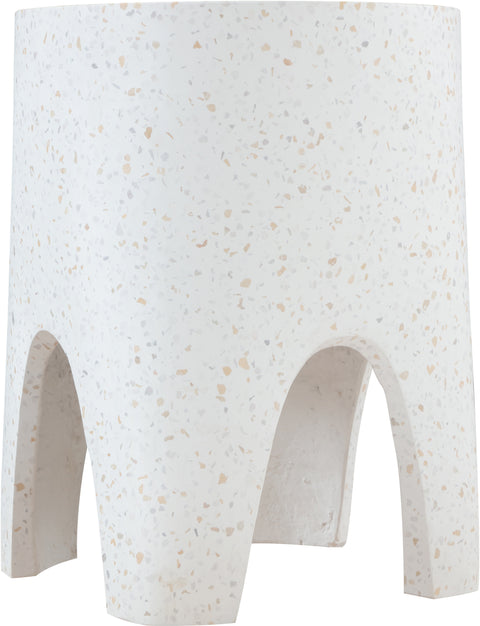 Nola White Marble Finish Concrete Indoor / Outdoor End Table, 1 Piece