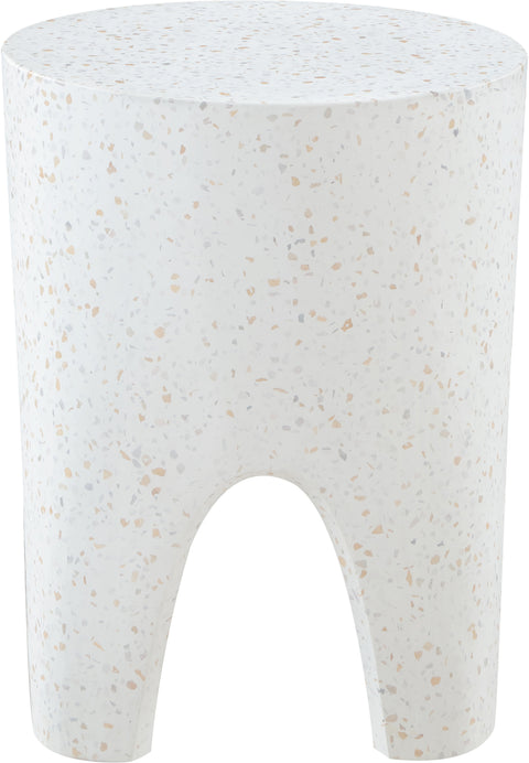 Nola White Marble Finish Concrete Indoor / Outdoor End Table, 1 Piece