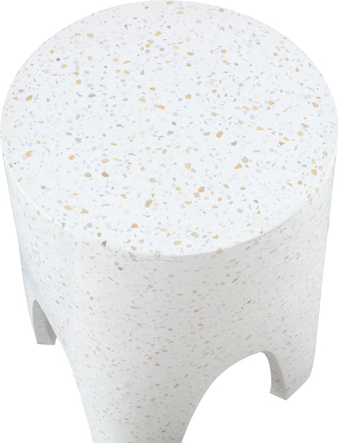 Nola White Marble Finish Concrete Indoor / Outdoor End Table, 1 Piece