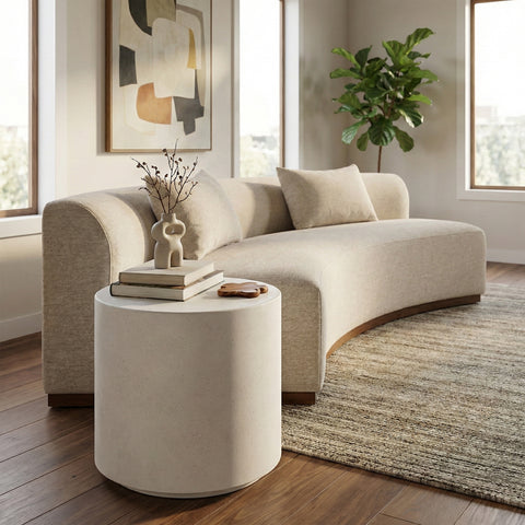 Faye White Concrete Indoor/Outdoor End Table, 1 Piece