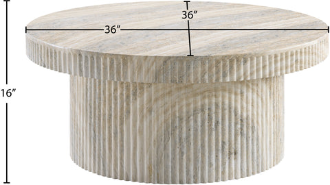 Olive Natural Travertine Finish Concrete Indoor / Outdoor Coffee Table, 1 Piece