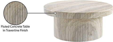 Olive Natural Travertine Finish Concrete Indoor / Outdoor Coffee Table, 1 Piece
