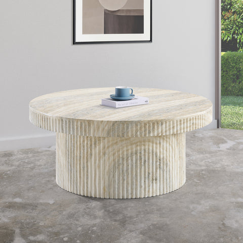 Olive Natural Travertine Finish Concrete Indoor / Outdoor Coffee Table, 1 Piece