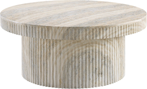 Olive Natural Travertine Finish Concrete Indoor / Outdoor Coffee Table, 1 Piece