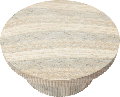 Olive Natural Travertine Finish Concrete Indoor / Outdoor Coffee Table, 1 Piece