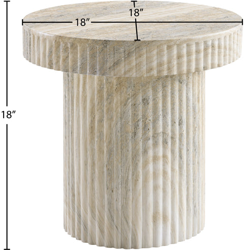 Olive Natural Travertine Finish Concrete Indoor / Outdoor End Table, 1 Piece