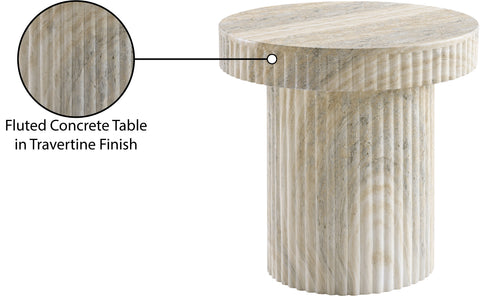 Olive Natural Travertine Finish Concrete Indoor / Outdoor End Table, 1 Piece